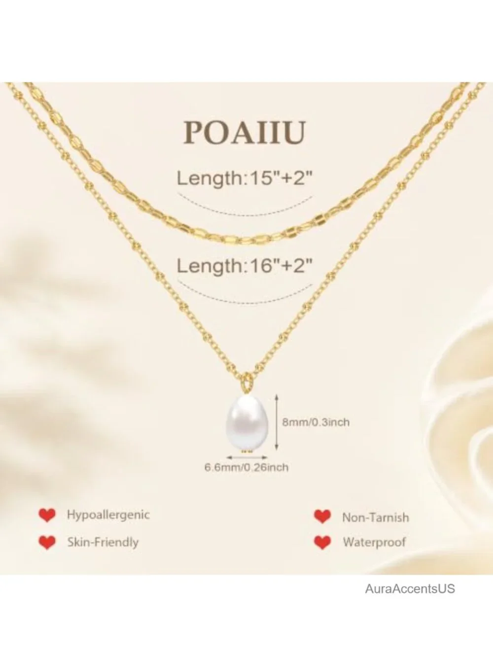 Gemstone or Gold Plated Pearl Layered Necklace for Women